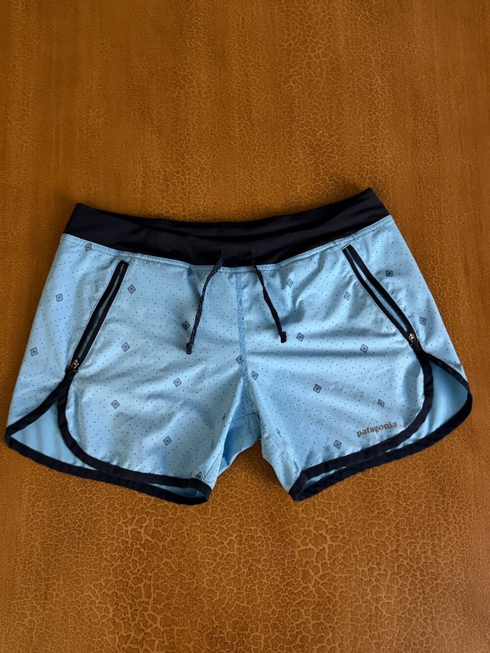 Patagonia Active Running Drawstring Shorts Light Blue - Size Small